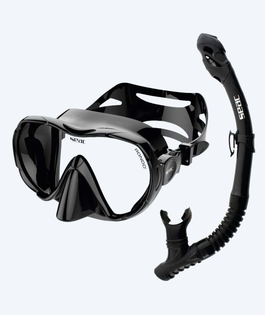 SEAC Combo Rondo snorkelsæt til voksne i sort, maske og snorkel uden finner