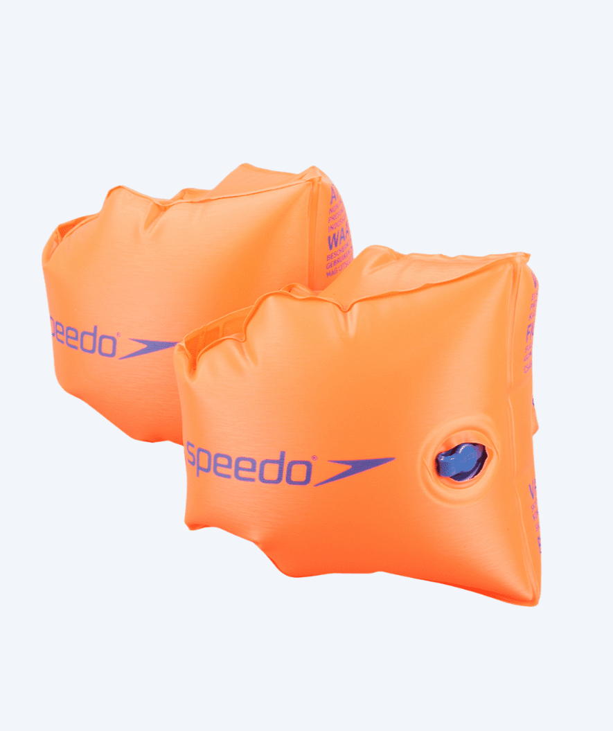 Speedo armpuffar för barn i orange, finns i storlekar för 0-60+ kg