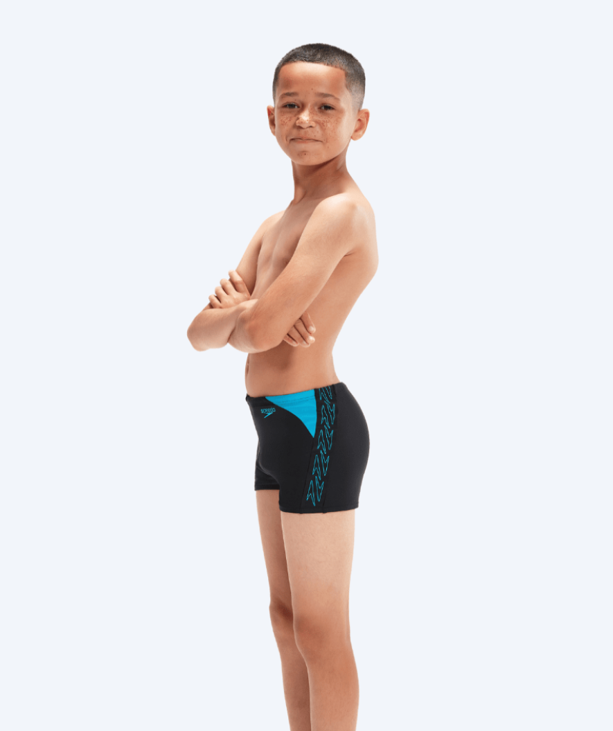 Speedo Hyperboom Splice aquashorts til drenge i sort og blå