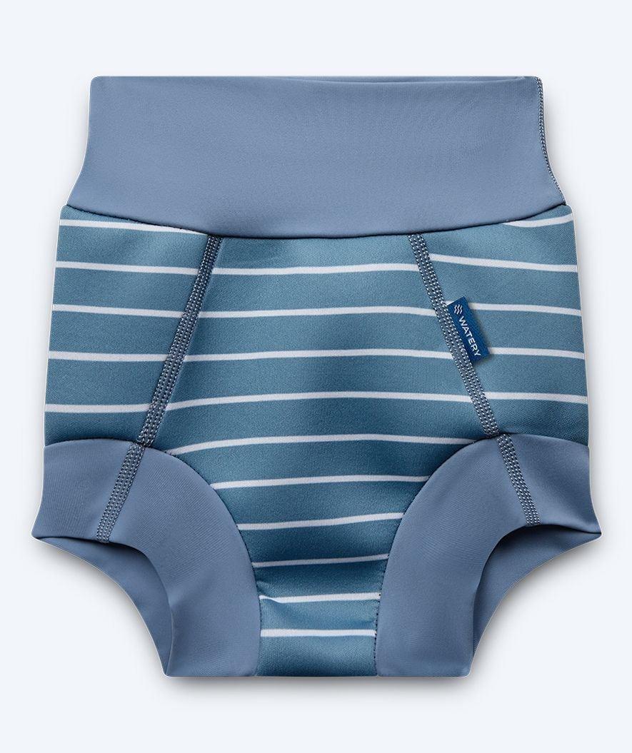 Watery neopren badblöja för baby i blå nordic stripes-mönster