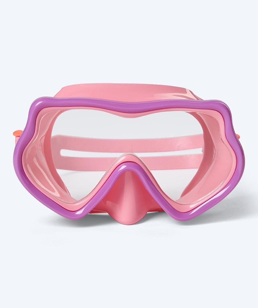 Watery Pulina barnmask 4-10 år i rosa och lila, mjuk silikonskirt, härdat glas