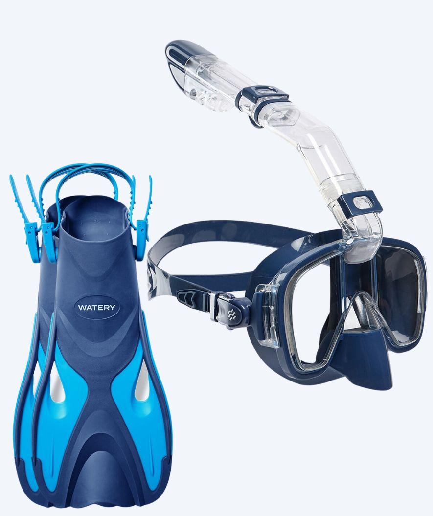 Watery snorkelset Fisher/Pearl för vuxna i blå och mörkblå, med mask, snorkel och fenor